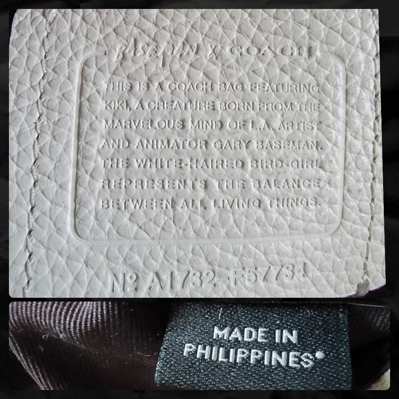 Limited Edition Baseman X Coach Kiki Lyla Bag White Pebbled Leather #F57734 - Picture 14 of 14